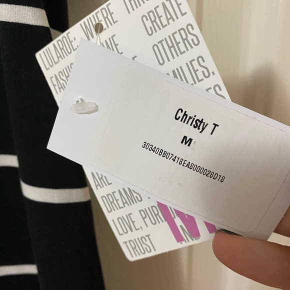Lularoe Christy T - Black / White Stripe - Medium - Picture 3 of 6